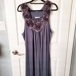 Gray Dress with Floral Rosettes Plus Size New